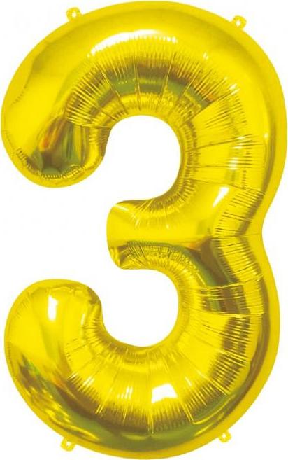 Godan / balloons B&C fóliový balónek číslo 3, zlatý, 85 cm