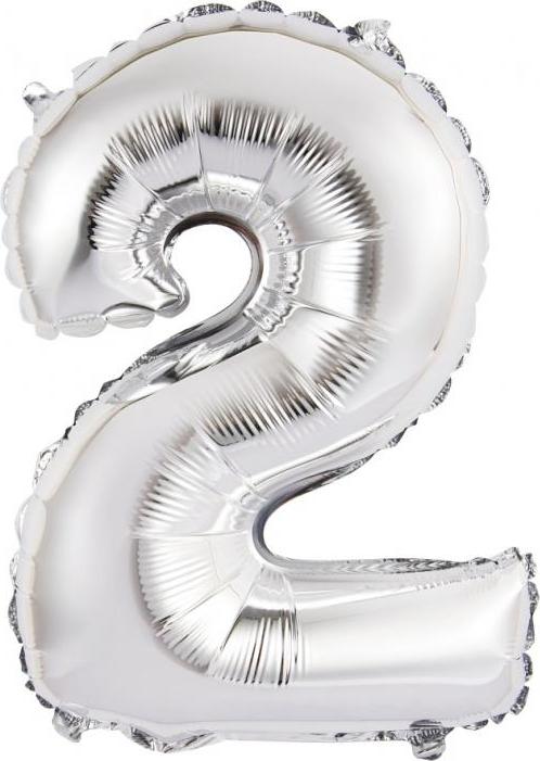 Godan / balloons Fóliový balónek "Digit 2", stříbrný, 35 cm