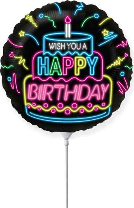 Flexmetal Fóliový balónek 14" FX - "Happy Birthday" NEON
