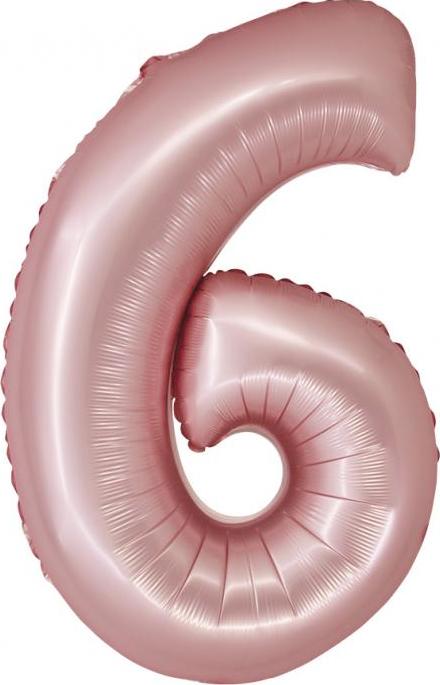 Godan / balloons Chytrý fóliový balónek, číslo 6, matně růžový, 76 cm
