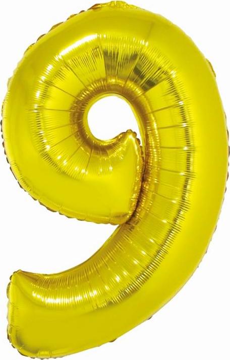 Godan / balloons Chytrý fóliový balónek, číslo 9, zlatý, 76 cm