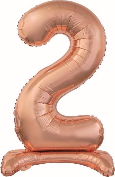 Godan / balloons B&C fóliový balónek Stojací číslo 2, růžový a zlatý, 74 cm KK