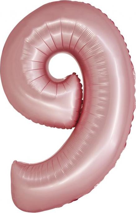 Godan / balloons Chytrý fóliový balónek, číslo 9, matně růžový, 76 cm