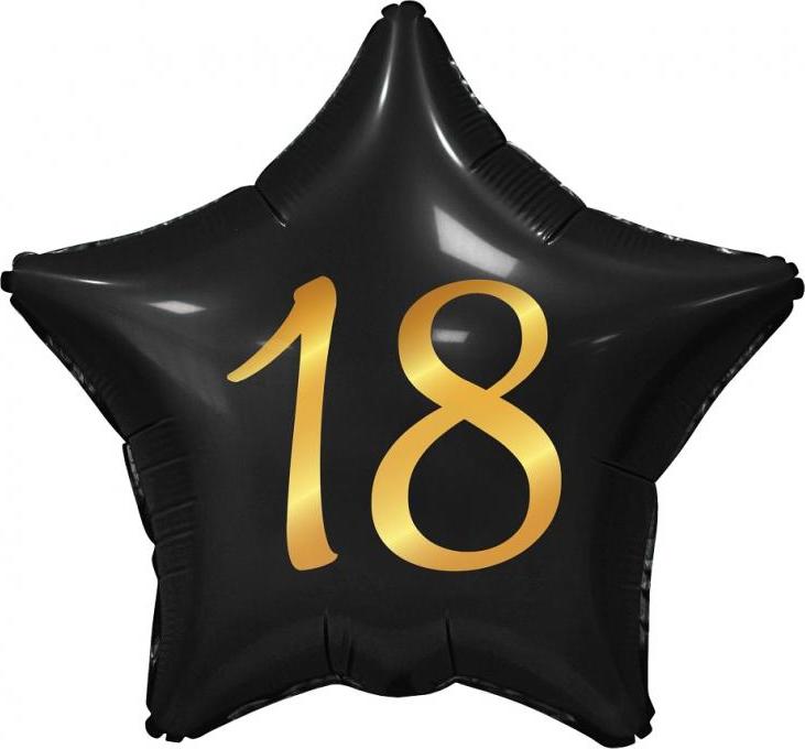 Godan / balloons Fóliový balónek B&C 18, černá hvězda, zlatý potisk, 19