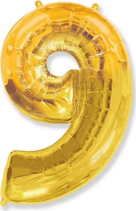 Flexmetal Fóliový balónek FX - "Číslo 9" zlatý, 69 cm KK
