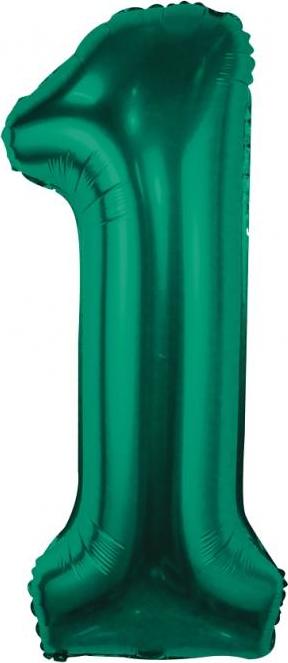 Fóliový balónek B&C, číslo 1, lahvově zelený, 85 cm