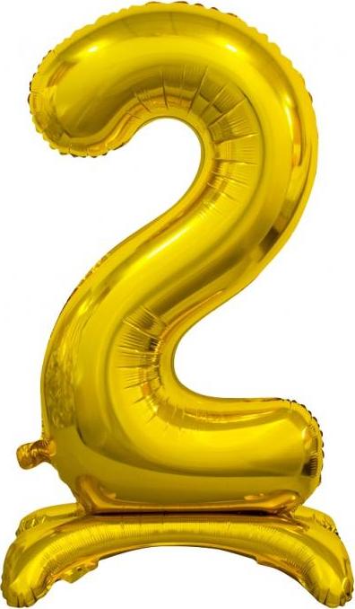 Godan / balloons B&C fóliový balónek Stojací číslo 2, zlatý, 74 cm