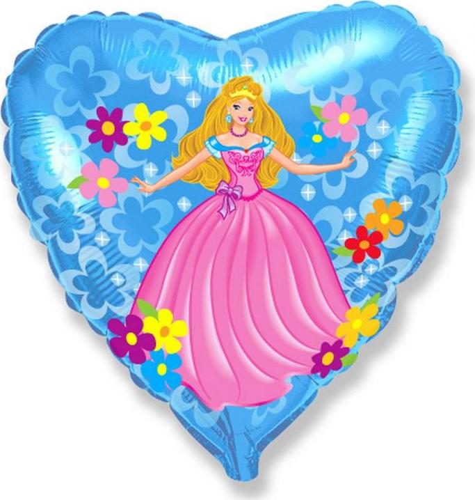 Flexmetal Fóliový balónek 18" FX - "Flower Princess" (modré srdce)