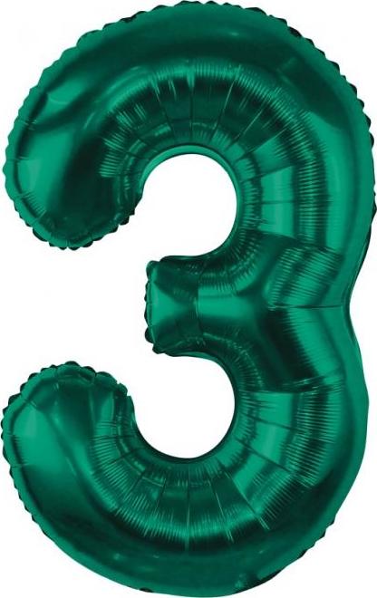 Godan Fóliový balónek B&C, číslo 3, lahvově zelený, 85 cm