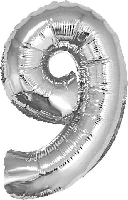 Godan / balloons Fóliový balónek "Number 9", stříbrný, 35 cm