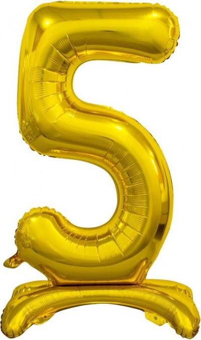 Godan / balloons B&C fóliový balónek Stojací číslo 5, zlatý, 74 cm