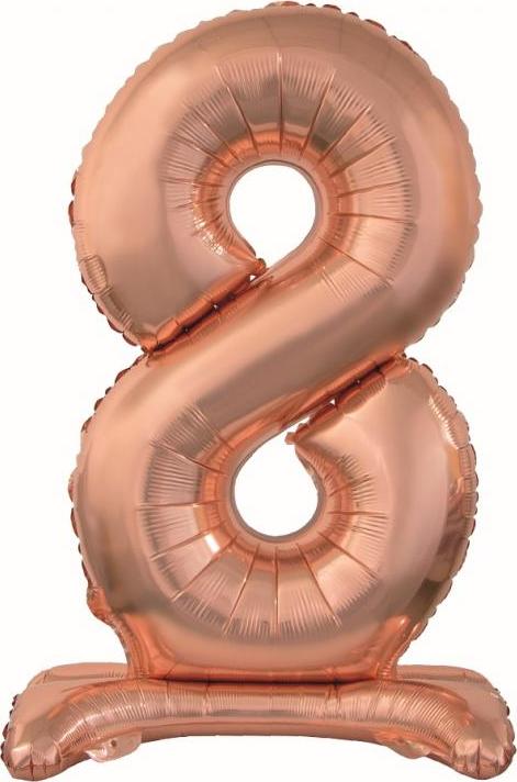 Godan / balloons Fóliový balónek B&C Stojací číslo 8, růžový a zlatý, 74 cm KK