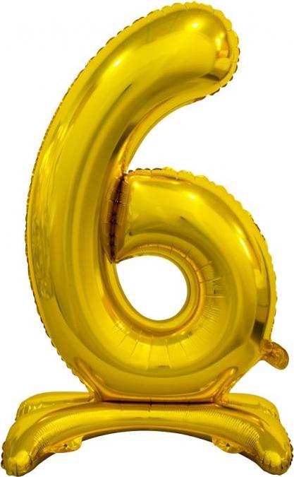 Godan / balloons B&C fóliový balónek Stojací číslo 6, zlatý, 74 cm