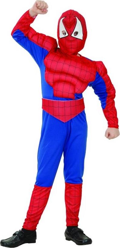 Godan / costumes Souprava Spider Hero se svaly (oblek se svaly, pásek, kapuce), velikost 130/140 cm