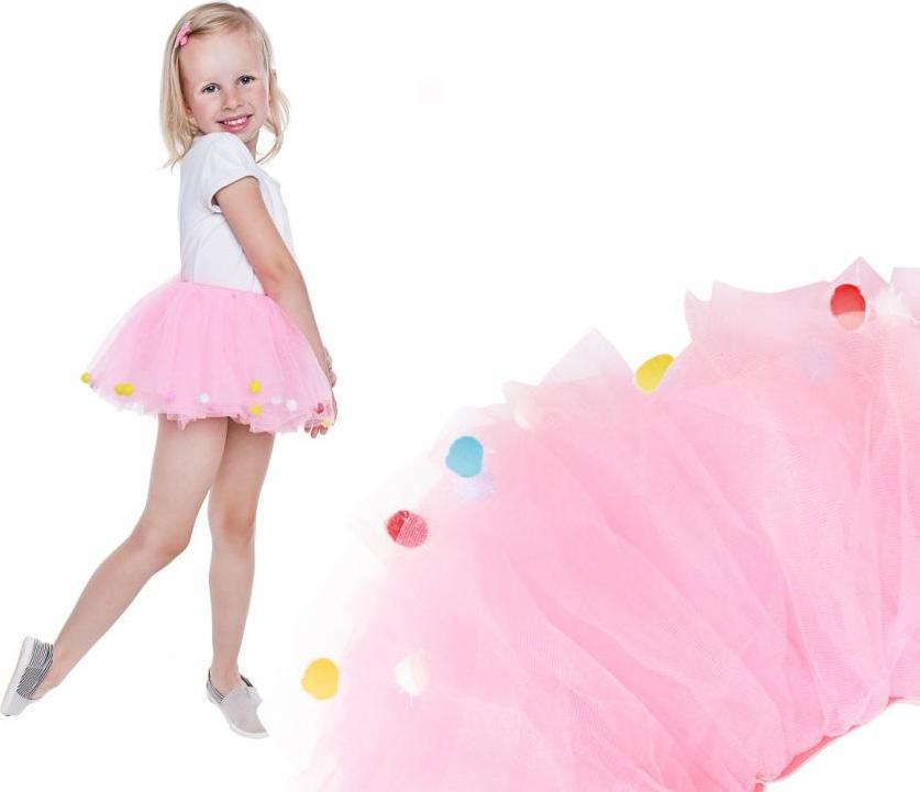 Dětská sukně "Tutu", růžová s kuličkami, 5-ti vrstvá. (nad 3 roky) KK