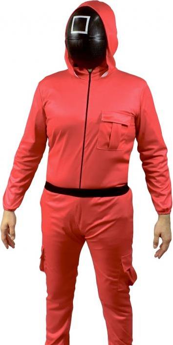 Godan / costumes Color Game Costume, Red - Square (kombinéza s kapucí, pásek, maska), velikost 52