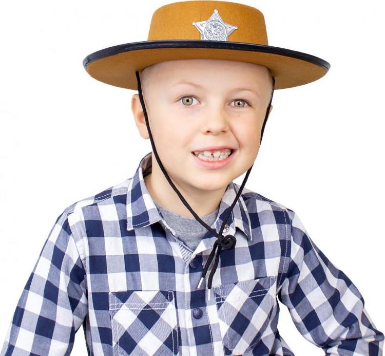 "Kovbojský" klobouk s hvězdou, hnědý, velikost S