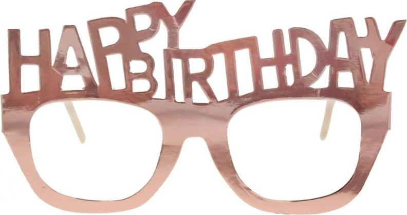 Godan / costumes Papírové brýle B&C Happy Birthday, růžové a zlaté, 4 ks.