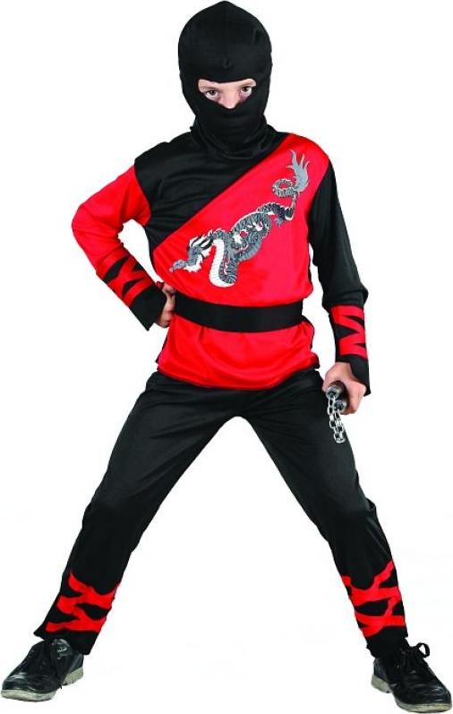 Godan / costumes Sada Dragon Ninja (halenka, kalhoty, kapuce, chrániče rukou, pásek), velikost 110/120 cm