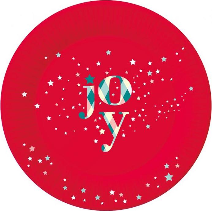 Papírové talíře Joy, červené, 18 cm/ 6 ks.