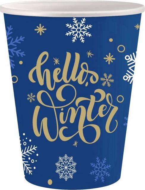 Godan / decorations Papírové kelímky Hello Winter Navy Blue, certifikované FSC, 250 ml/ 6 ks.