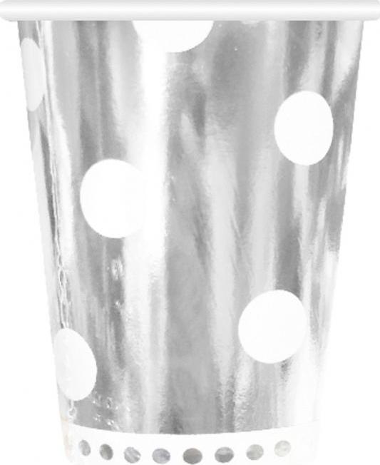 Godan / beauty & charm B&C Puntíkaté papírové kelímky, stříbrné, 266 ml, 6 ks KK