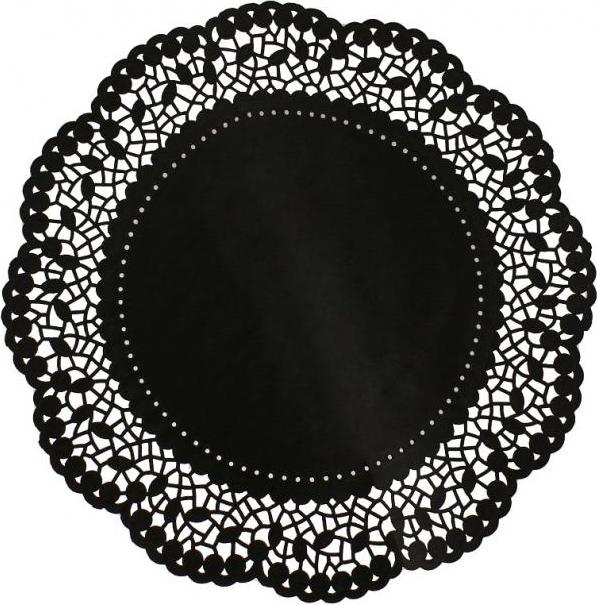 Dekorativní ubrousek, černý, průměr 36 cm, 6 ks.