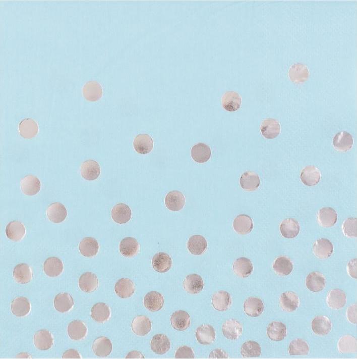 Godan / decorations Papírové ubrousky "Stříbrné puntíky", modré, rozměr 33 x 33 cm, 12 ks.
