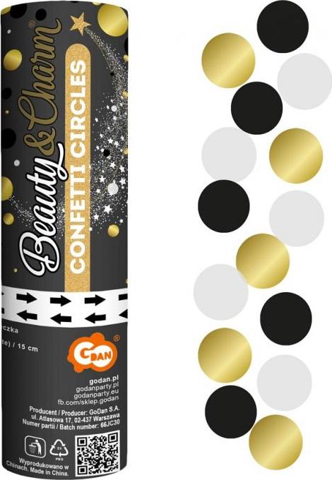 Godan / confetti Pneumatické kruhy na konfety B&C (černé, zlaté, bílé) / 15 cm