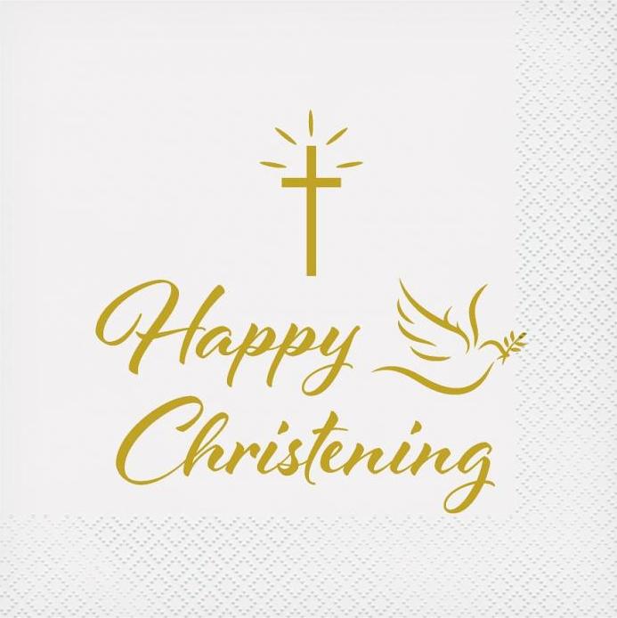 Godan / decorations Ubrousky Happy Christening (kříž a holubice), certifikát FSC, 33x33 cm/ 20 ks.