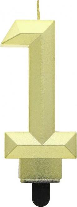 Godan / candles Číslo svíčka 1 - Diamant, metalická zlatá, 7,6 cm