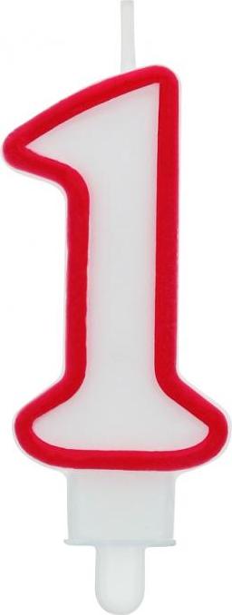Godan / candles Svíčka s číslem "1", červený obrys, 7 cm
