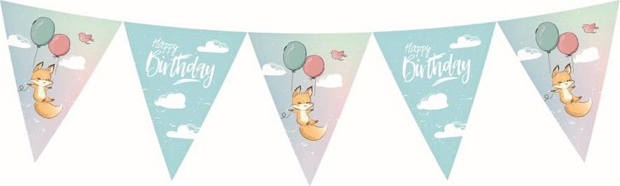 Godan / decorations Banner Happy Birthday Collection - Fox, 11 vlajek, 326 cm