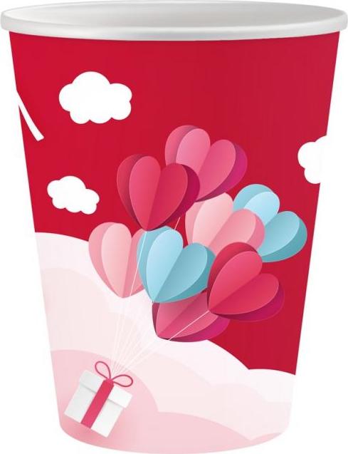 Godan / decorations Papírové kelímky Love Is In The Air Collection (červené), 250 ml/ 6 ks.