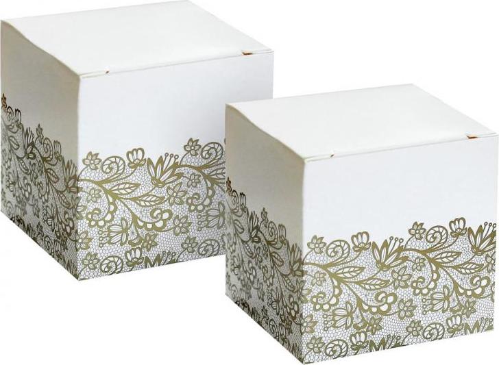 Godan / decorations W&C papírové krabičky na sladkosti, zlatý potisk, 5x5x5 cm, 6 ks.