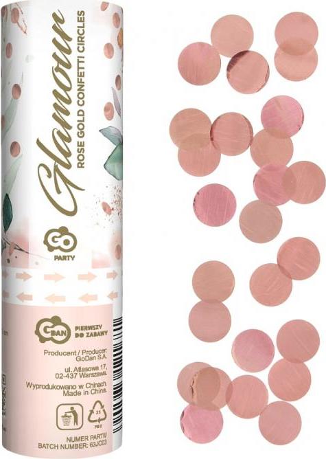 Godan / confetti Pneumatické konfety Glamour, kroužky z růžové a zlaté fólie / 15 cm