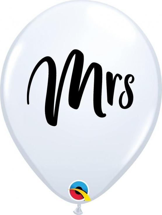 Qualatex Balón QL 11" s potiskem "Mrs.", bílý / 25 ks.