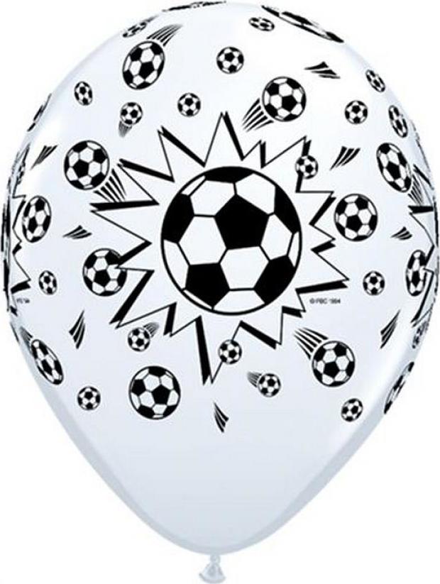 Qualatex Balón QL 11" s potiskem "Fotbal", bílý pastel / 6 ks.