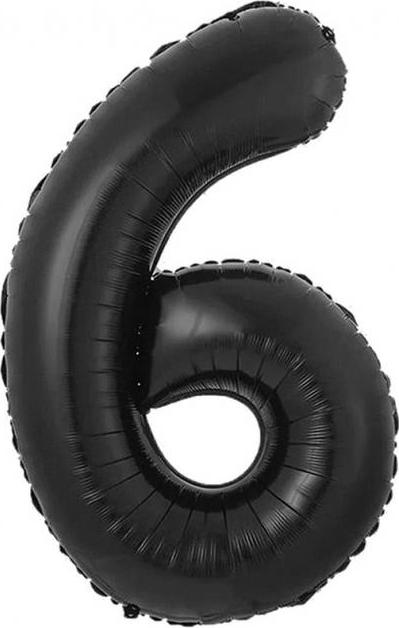 Fóliový balon B&C, číslo 6, matná černá, 85 cm