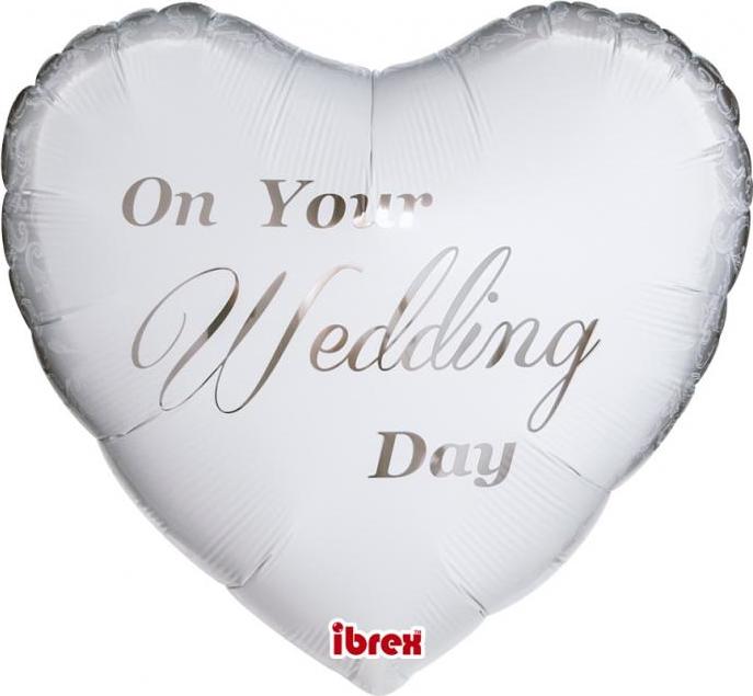 Balón Ibrex Hel, srdce 14", White On Your Wedding Day, baleno