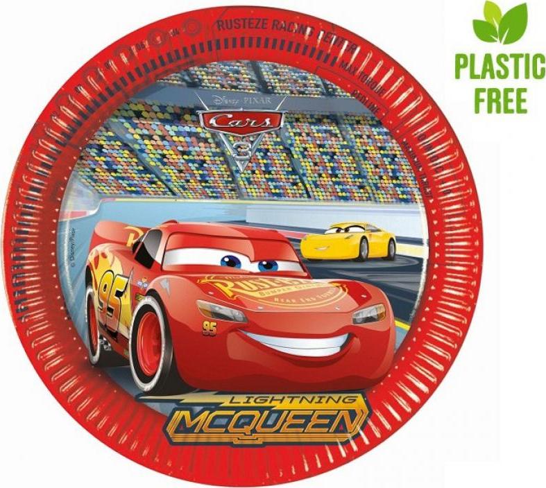 Procos Papírové talíře Cars 3 (Disney), další generace 23 cm, 8 ks (bez plastu)