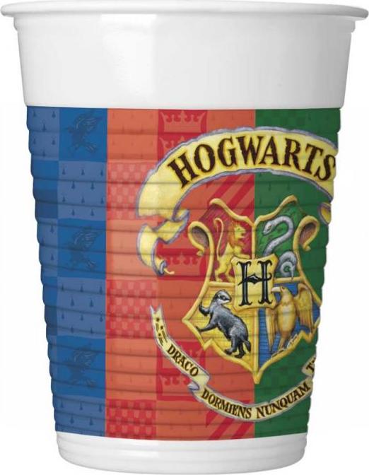 Procos Plastové kelímky (WM) Harry Potter Hogwarts Houses, 200 ml, 8 ks (štítek SUP)