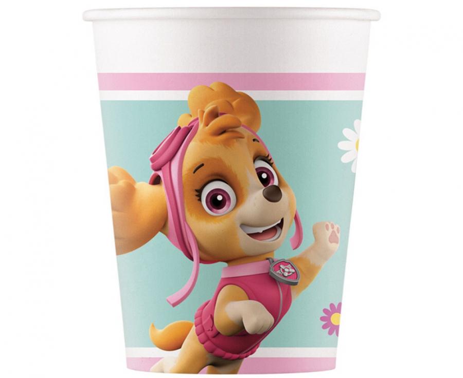 Procos Papírové kelímky (WM) Paw Patrol Skye & Everest Nickelodeon, 200 ml, 8 ks (štítek SUP)