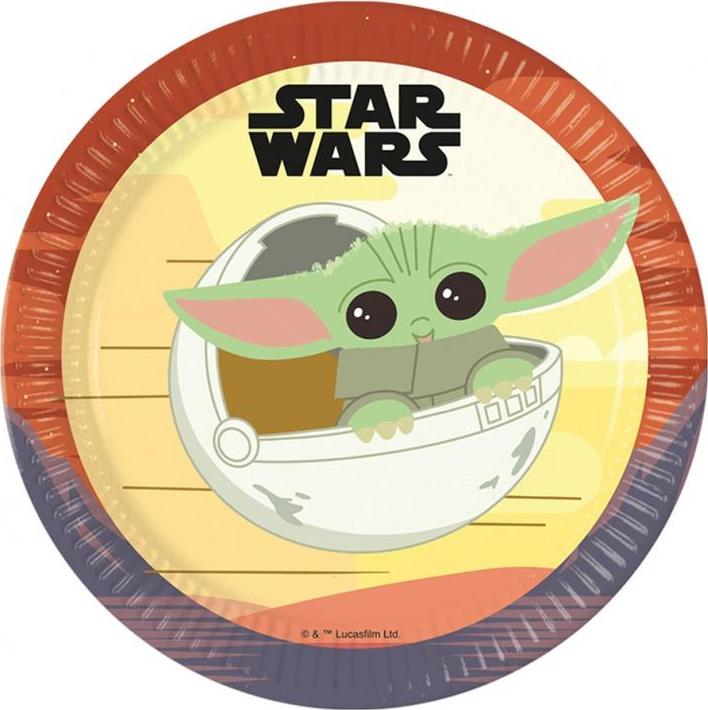 Procos Star Wars The Mandalorian papírové talíře, nová generace, 23 cm, 8 ks (bez plastu)