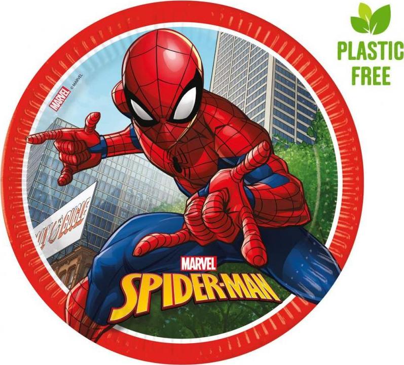 Procos Papírové talíře Spiderman Crime Fighter (Marvel), další generace, 23 cm, 8 ks (bez plastu)