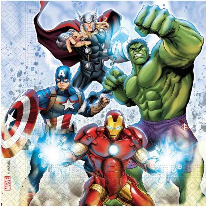 Procos Avengers Infinity Stones papírové ubrousky, 33x33 cm, 20 ks.