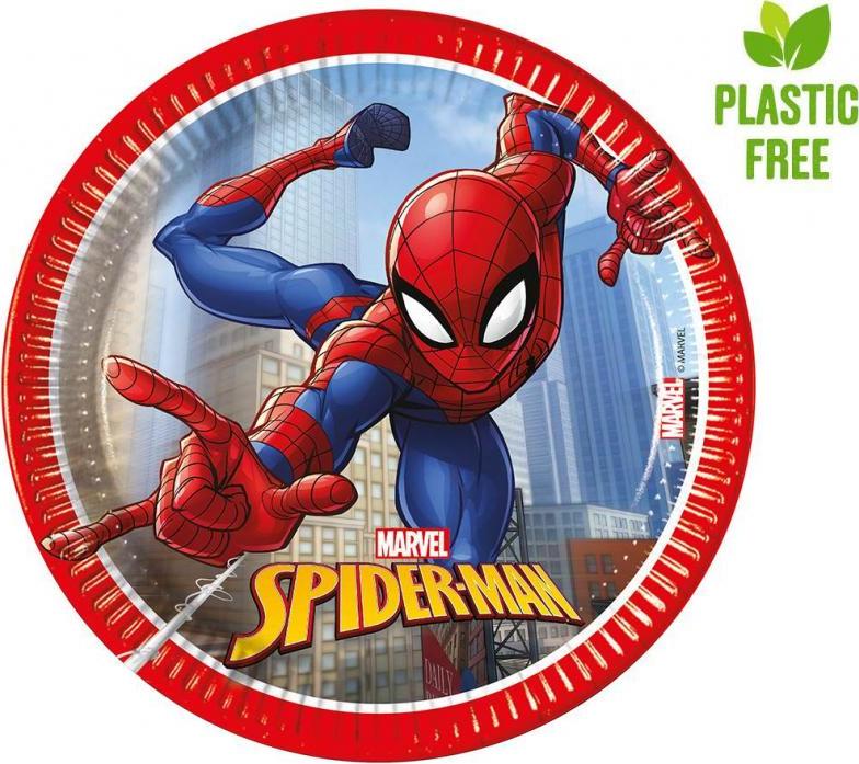 Procos Papírové talíře Spiderman Crime Fighter, příští generace 20 cm, 8 ks (bez plastu)