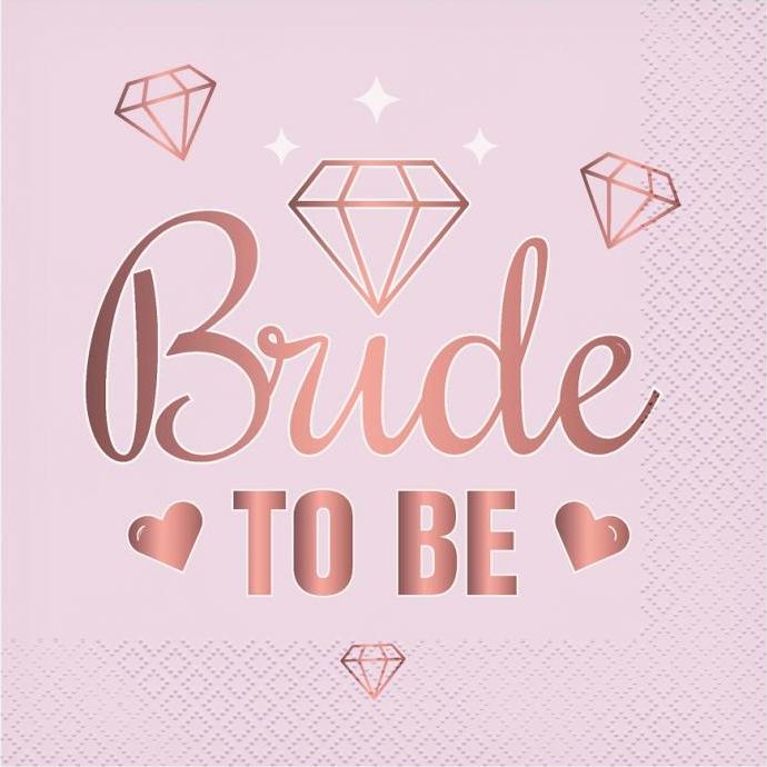 Ubrousky Bride To Be (růžové), certifikace FSC, 33x33 cm/ 20 ks.