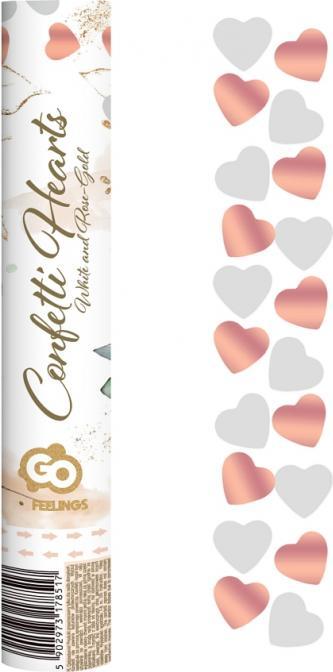 Godan / confetti Pneumatické konfety Srdce, růžové, zlaté a bílé, papír a fólie / 30 cm