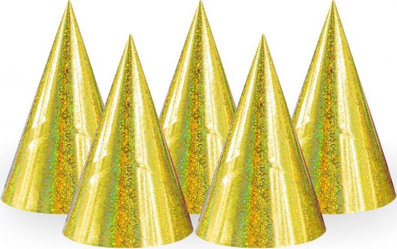 Holografické klobouky, zlaté/100 ks.